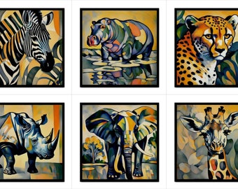 Ceramic Tiles Exotic Animals Tile Set Of 6 Backsplash Border Decor Art