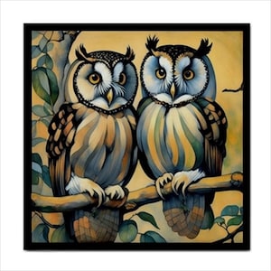 Art Nouveau Owls Ceramic Tile: Home Decor Backsplash (4.25x4.25 Inches)
