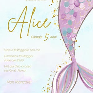 Invito di Compleanno Digitale - Tema Sirena