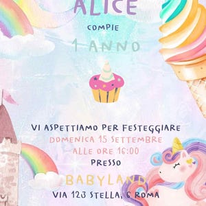 INVITO COMPLEANNO Unicorno, bimba, in formato digitale per whatsapp e tutti i canali social!