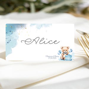 Segnaposto Pieghevole Battesimo digitale - segnaposto personalizzato  - tema orsetto