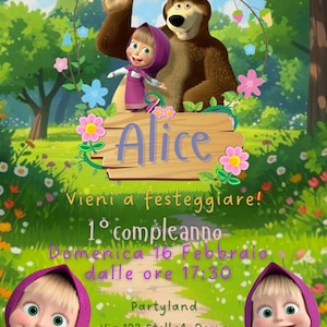 Invito Compleanno Digitale tema Masha & Orso