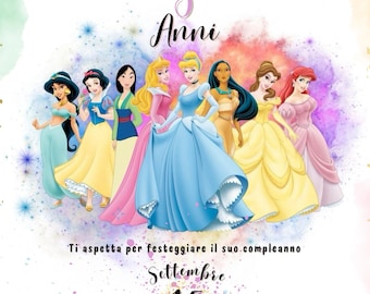 DIGITAL BIRTHDAY INVITATION Disney Princesses baby girl, for whatsapp and all social channels!