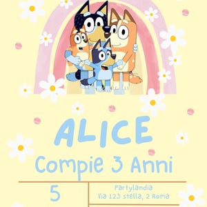INVITO COMPLEANNO Bluey, bimba, in formato digitale per whatsapp e tutti i canali social!