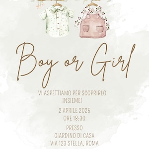 Invito Digitale GENDER REVEAL maschio o femmina, invito festa, Invito baby, baby shower, Nascita