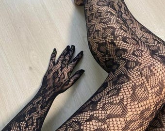 Body de encaje negro: mono elástico de una pieza, atuendo para festival