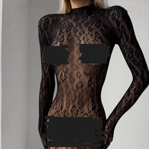 Black Jumpsuit Dancewear Photo Shoot Outfit Lace Leopard Bodysuit Adult One Piece Costume black lace bodystocking translucent bodysuit