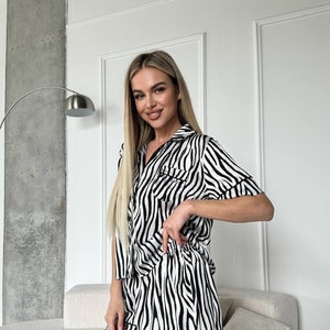 Zebra Silk Pajamas Etsy