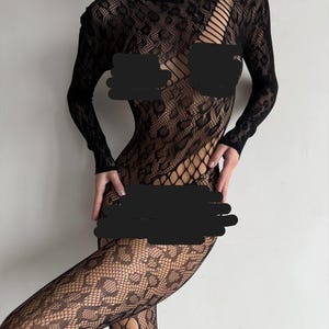 Black Jumpsuit Dancewear Photo Shoot Outfit Lace Leopard Bodysuit Adult One Piece Costume black lace bodystocking translucent bodysuit