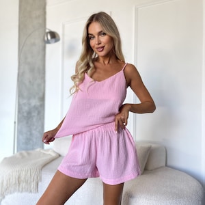 100% cotton pajamas,Bachelorette party pajamas,Muslin pajama set, Bride&#39;s pajamas,Cotton set,Muslin pajamas,Organic cotton set, Double gauze
