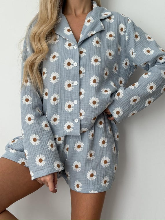 Pigiama da sposa in mussola – Pigiama in morbido cotone per sposa