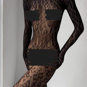 Black Jumpsuit Dancewear Photo Shoot Outfit Lace Leopard Bodysuit Adult One Piece Costume black lace bodystocking translucent bodysuit