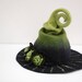Witch wizard hat with flowers felted from wool black and green Halloween costume CUSTOM MADE choose your own colors