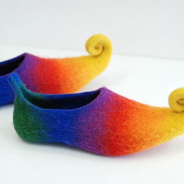 Fairy shoes felted home slippers  from wool rainbow custom colors available Custom made