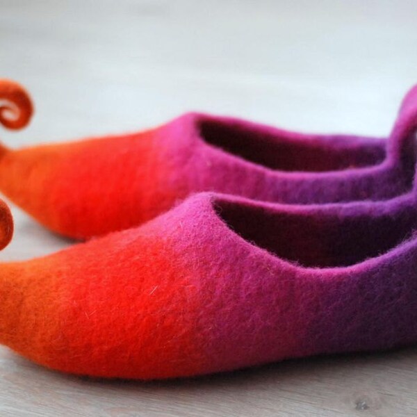 Fairy shoes felted home slippers felted from wool custom colors HANDMADE TO ORDER