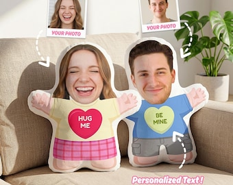 Personalized 3D Stuffed Doll - Custom Face Pillow with Text, Photo Humanoid Cushion, Boyfriend Birthday Gift, Unique Couple Gift for Him Her