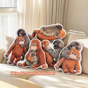 Almofada de Pelúcia Punch Monkey - Almofada fofa em formato de macaco, brinquedo de pelúcia de macaco, almofada de pelúcia, presente para amantes de animais de estimação