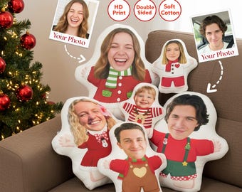 Personalized Face Photo Pillow - DIY Cute Girl Plush Pillow, Christmas Couple Cushion, Couple Toys Dolls, Christmas Gift