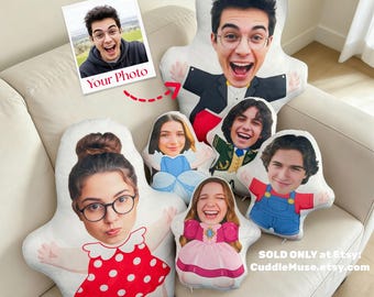 Customized Face Photo Pillow - DIY Cute Girl Plush Pillow, Couple Toys Dolls, Birthday Gift For Him & Her, Valentine's Day gift