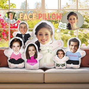 Benutzerdefinierte Gesicht Foto Kissen - personalisierte Cartoon Puppe | Einzigartiges Geschenk für Freund, Freundin, Familie Humanoides Kissen für Geburtstag,Hochzeit