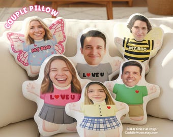 Customized Face Photo Pillow - DIY Cute Girl Plush Pillow, Couple Toys Dolls, Birthday Gift For Him & Her, Long Distance Gifts