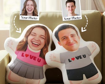 Personalized 3D Stuffed Doll - Customized Face Pillow, Photo Humanoid Cushion, Boyfriend Birthday Gift, Photo Gift for Couples