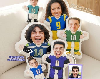 Personalized Photo Humanoid Cushion - Football Celebration Pillow, Sporty Football Fan Pillow, Gift for Football Lovers, Game Day Fans Gift