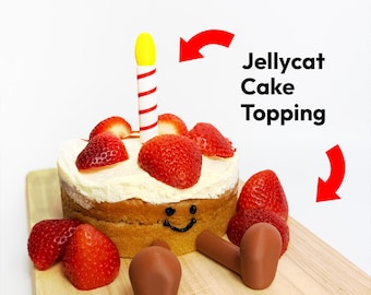 Jellycat-verjaardagstaarttopper | Op maat gemaakt 3D-geprint feestdecor | Ontwerp kaars en voet