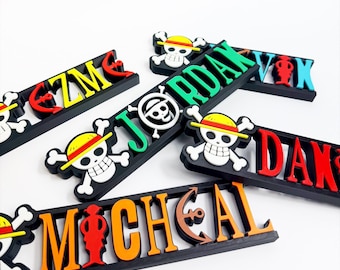 One Piece Personalised Anime Name Sign | Custom 3D Printed Bedroom Decor | Fan Gift