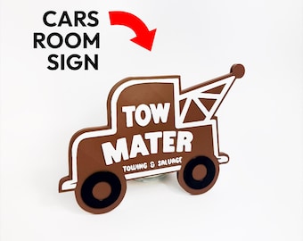 Op Tow Mater Cars geïnspireerd 3D-geprint slaapkamerbord | Stijl snelheid en avontuur