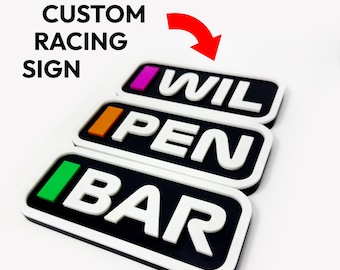 Formule 1-naambord gepersonaliseerde baanstijl | Op maat gemaakt racebureaudecor