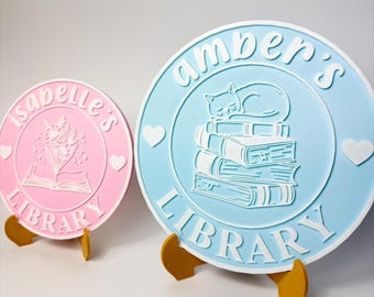 Gepersonaliseerd bibliotheekbord lezen | Op maat gemaakt 3D-geprint decor voor boekenplank of boekenhoek