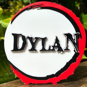 Personalised Anime Name Sign | Custom 3D Printed Bedroom Sign | Demon Anime Inspired Style | Cosplay Name Plate | Kids / Cosplayer Gifts