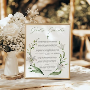 God&#39;s Garden Funeral Table Poem | Memorial Printable | Tribute Keepsake | Celebration of Life Decor | Sympathy Gift | Instant Download