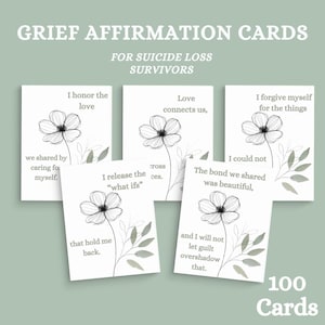 Cartes d'affirmation de survivant de décès par suicide, Cartes d'affirmation de deuil, Cartes de réconfort, Cartes de guérison après un deuil, Cartes de thérapie, Téléchargement numérique