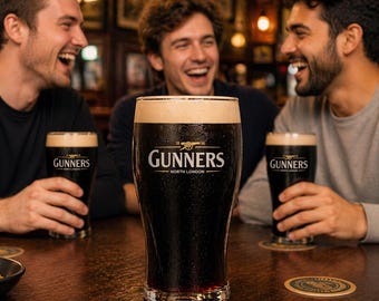 Arsenal Gunners Guinness Style Pint Beer Glass