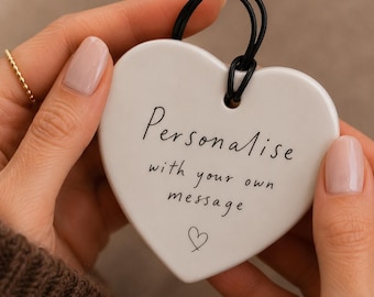 Personalised Ceramic Heart Gift | Custom Message Keepsake | Personalised Hanging Heart | Gift for Her | Wedding | Birthday | Memorial Gift