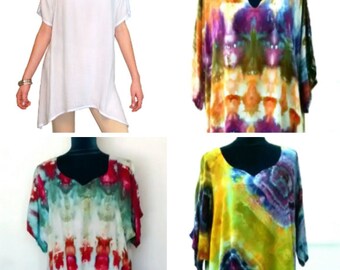 Custom Dyed Lightweight Rayon Tunic Asymmetrical Hem - Your Colors Your Size