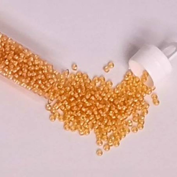 Pastel Orange - Inside Color Jonquil Yellow with Light Apricot Lined TOHO Seed Beads size 11