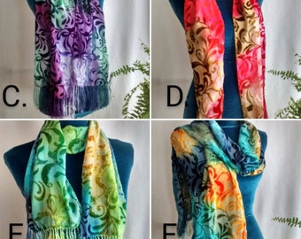 Foulard Devore en velours de soie sur mesure teint sur mesure pour vous