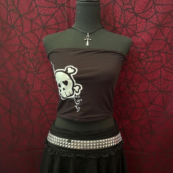 Whimsy Skull Tube Top | Y2K Emo Style Top
