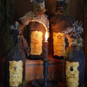 Grungy Primitive Witches Spell Potion Bottles..Immediate Download