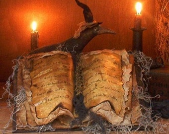 Primitive Grungy Witch's Spell Book..-..Happy Halloween..-..Immediate Download