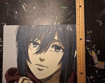 Attack On Titan acrylic painting Mikasa Ackerman
