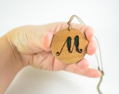 Bridesmaid Gift Necklace, Monogrammed Wood Necklace, Custom Initial Jewelry
