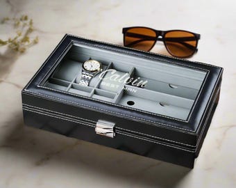 Personalized PU Leather Watch Box: Engraved Jewelry Organizer, Groomsmen Gift