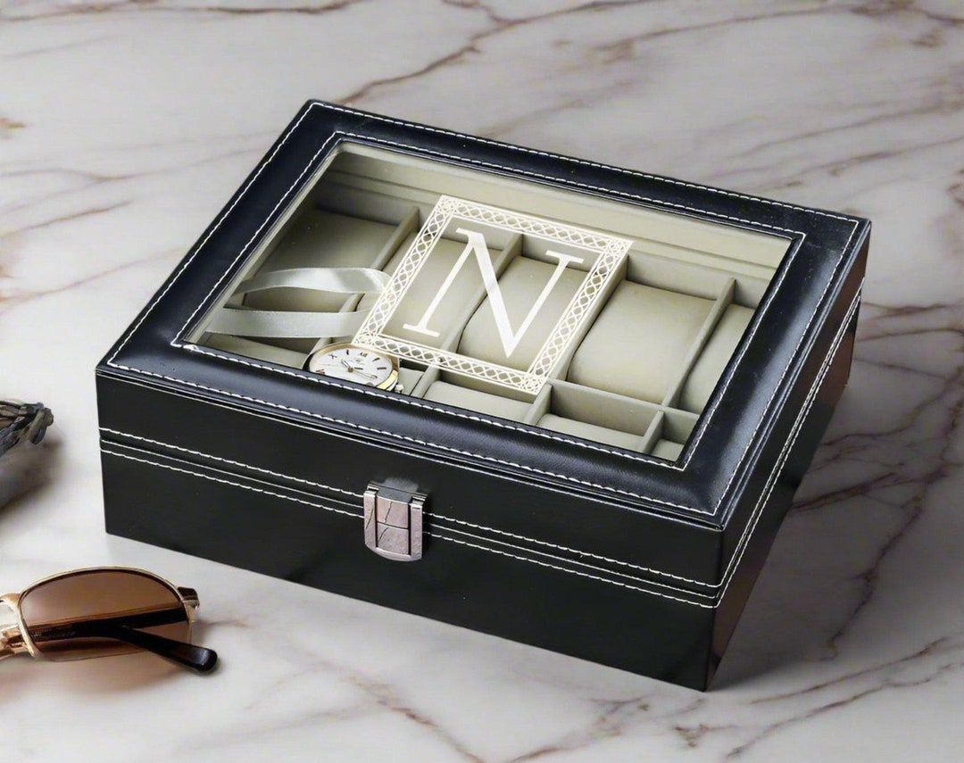 Personalized Black PU Leather Watch Box: Groomsmen Gift, Watch ...