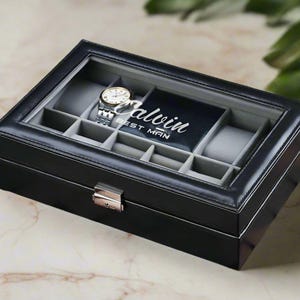 Scatola portaoggetti personalizzata per orologi e gioielli, regali per gli sposi, organizer per orologi personalizzato, regalo per Natale, anniversario, compleanno