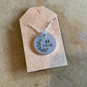 Stamped &quot;Be Kind&quot; Handmade Necklace