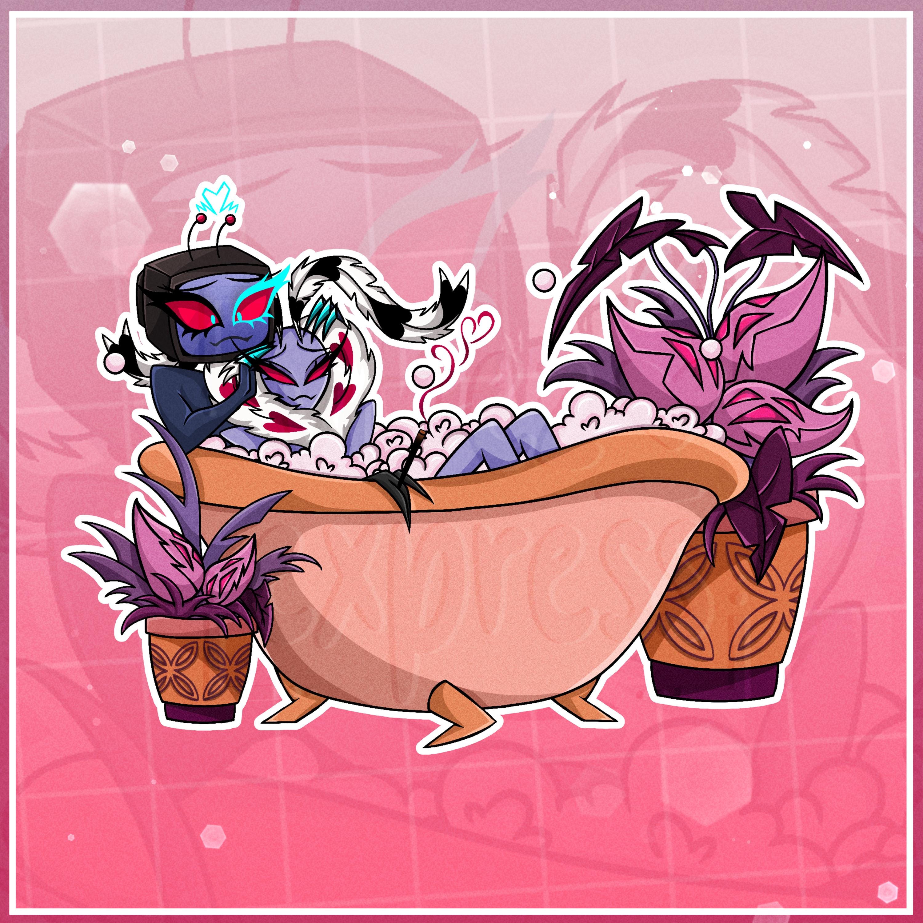 HAZBIN HOTEL - Fem Staticmoth Bath Sticker - Etsy UK